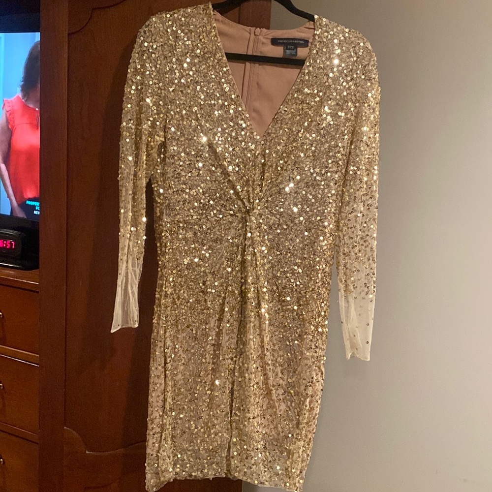 French Connection Gold Sequin Dress